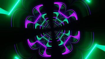 Purple and Turquoise Neon Glow Clover Tunnel Background VJ Loop in 4K video
