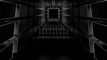 White Neon Cyberpunk Stairs Background VJ Loop in 4K video