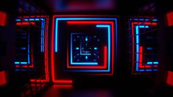 Red and Blue Different Neon Line Tunnel Background VJ Loop in 4K video