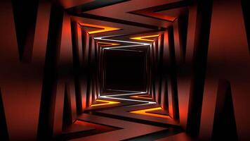 Orange and White Neon Curve Lines Corridor Background VJ Loop in 4K video