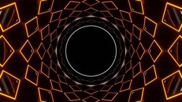 Orange and White Neon Circle in Mirror Tunnel Background VJ Loop in 4K video