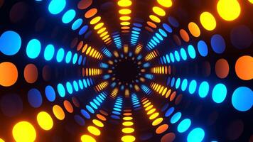 Blue and Orange Abstract Neon Circle Light Rotation Background VJ Loop in 4K video
