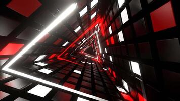 Red and White Neon Triangle Tunnel Background VJ Loop in 4K video