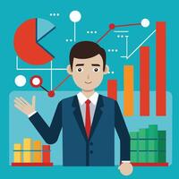 Digital Graph Performance Tracking for Business Success with Professionalism vector