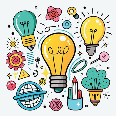 Doodle Collection of Light Bulbs for Creative Ideas