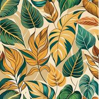 Graceful Watercolor Leaves Seamless Pattern in Vintage Style vector