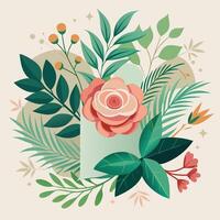 Elegant and Enchanting Wedding Invitation Adorned with Lush Greenery and Delicate Flowers vector