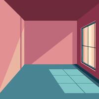Empty Minimalist Room with Soft Window Shadow on a Pastel Pink Wall vector