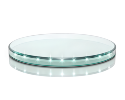 A transparent, circular glass platform with beveled edges, isolated on a transparent background png