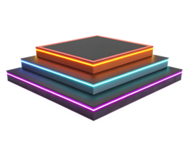 Glowing Neon Resin Platform with Bold Color Edges, isolated on a transparent background png