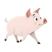 3D Illustration, Minimalistic Pig walking, isolated on a transparent background png