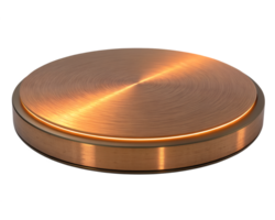 Brushed Copper Metal Platform with Warm Glow, isolated on a transparent background png