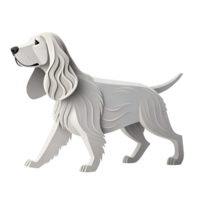 3D Illustration, Minimalistic English Cocker Spaniel dog walking, isolated on a transparent background png