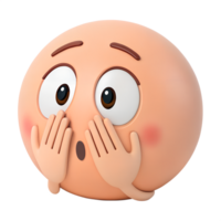 3D icon, A soft peach emoticon with wide eyes peeking through hands, showing a shy or bashful demeanor png