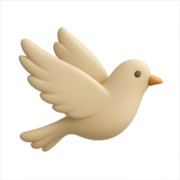 3D Icon, A white dove with its wings spread, flying in front of a transparent background png