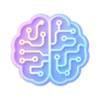 Icon, A brain with circuit patterns, pastel colors, soft lighting, on a transparent background png