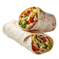 Two wraps filled with salad on transparent background png