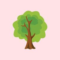 Illustration of a tree with green leaves on a pink background. tree icon design, Design element illustration of a tree that is not too big. vector
