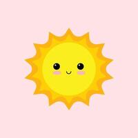 Cute cartoon sun. Design illustration of a cute smiling sun. summer weather forecast weather. Bright colored simple icon illustration graphic design elements in flat style vector