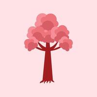 Tree design over pink background illustration Eps10 file. Illustration of a tree with pink leaves a pink background. tree icon design, Design element illustration of pink leaf tree vector