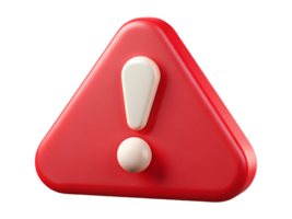 A bold red triangular warning sign featuring an exclamation mark, symbolizing caution or alertness in various contexts. png