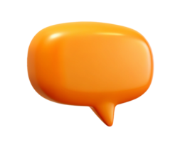 A vibrant orange speech bubble icon with a pointed tail, symbolizing communication and dialogue. png