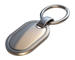 A sleek, metallic keychain with a smooth, oval design, perfect for personalizing your keys or bags. png