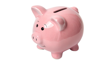 A cheerful pink piggy bank, symbolizing savings and financial planning. png