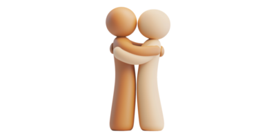 Two figurines embracing each other isolated on transparent background png