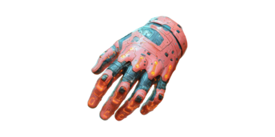 Futuristic Robotic Glove With Led Lights. Advanced Technology And Cybernetic Innovation Isolated On Transparent Background png