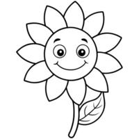 Cheerful Cartoon Sunflower Character with a Smiling Expression vector