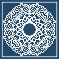 Square Lace Panel with Ornate Round Frame and Intricate Details vector