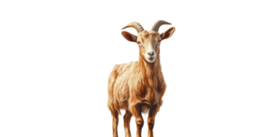Goat With Curved Horns. Symbol Of Agriculture And Livestock Farming Isolated On Transparent Background png