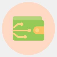 Icon digital wallet. Cashless society elements. Icon in color mate style. vector