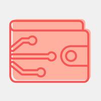 Icon digital wallet. Cashless society elements. Icon in two tone style. vector