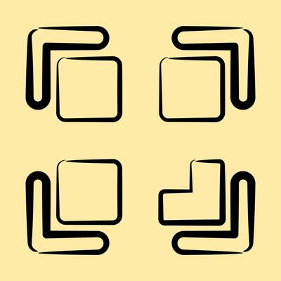 Icon qr code scan. Cashless society elements. Icon in hand drawn style.