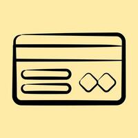 Icon credit card. Cashless society elements. Icon in hand drawn style. vector