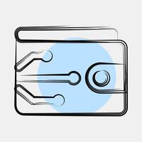 Icon digital wallet. Cashless society elements. Icon in color spot style. vector