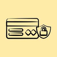 Icon secure payment. Cashless society elements. Icon in hand drawn style. vector