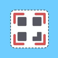 Cutting line sticker qr code scan. Cashless society elements. vector