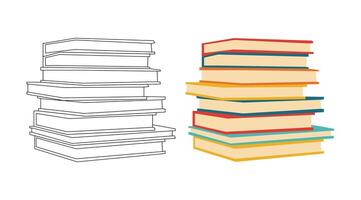 Design template book stack with line art vector