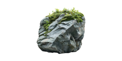 Rock With Moss And Small Plants. Natural Growth And Resilience Isolated On Transparent Background png