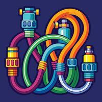 Comprehensive Set of Isolated Hose Illustrations in Vibrant Colors vector