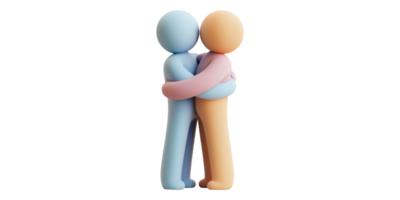 Two figures embracing each other isolated on transparent background png