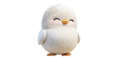Cute fluffy bird smiling isolated on transparent background png