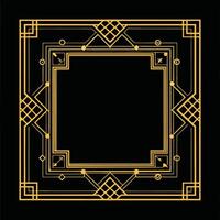 Exquisite Vintage Gold Frame with Intricate Details on a Black Background vector