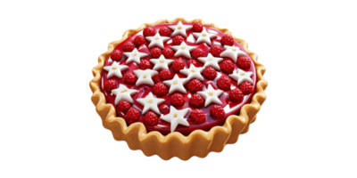 Raspberry tart decorated with stars isolated on transparent background png