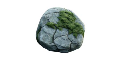 Large Moss-Covered Rock With Cracks. Natural Texture And Organic Growth Isolated On Transparent Background png