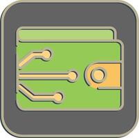 Icon digital wallet. Cashless society elements. Icon in embossed style. vector