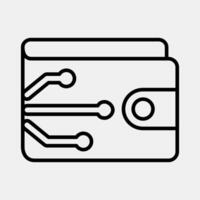 Icon digital wallet. Cashless society elements. Icon in line style. vector